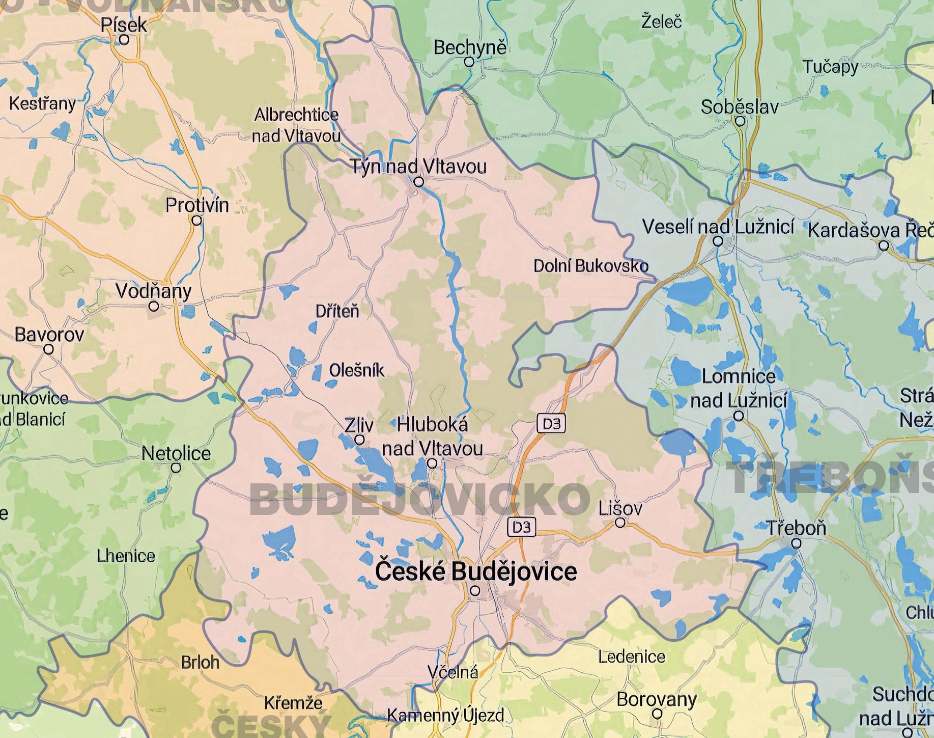Mapa Budějovicko