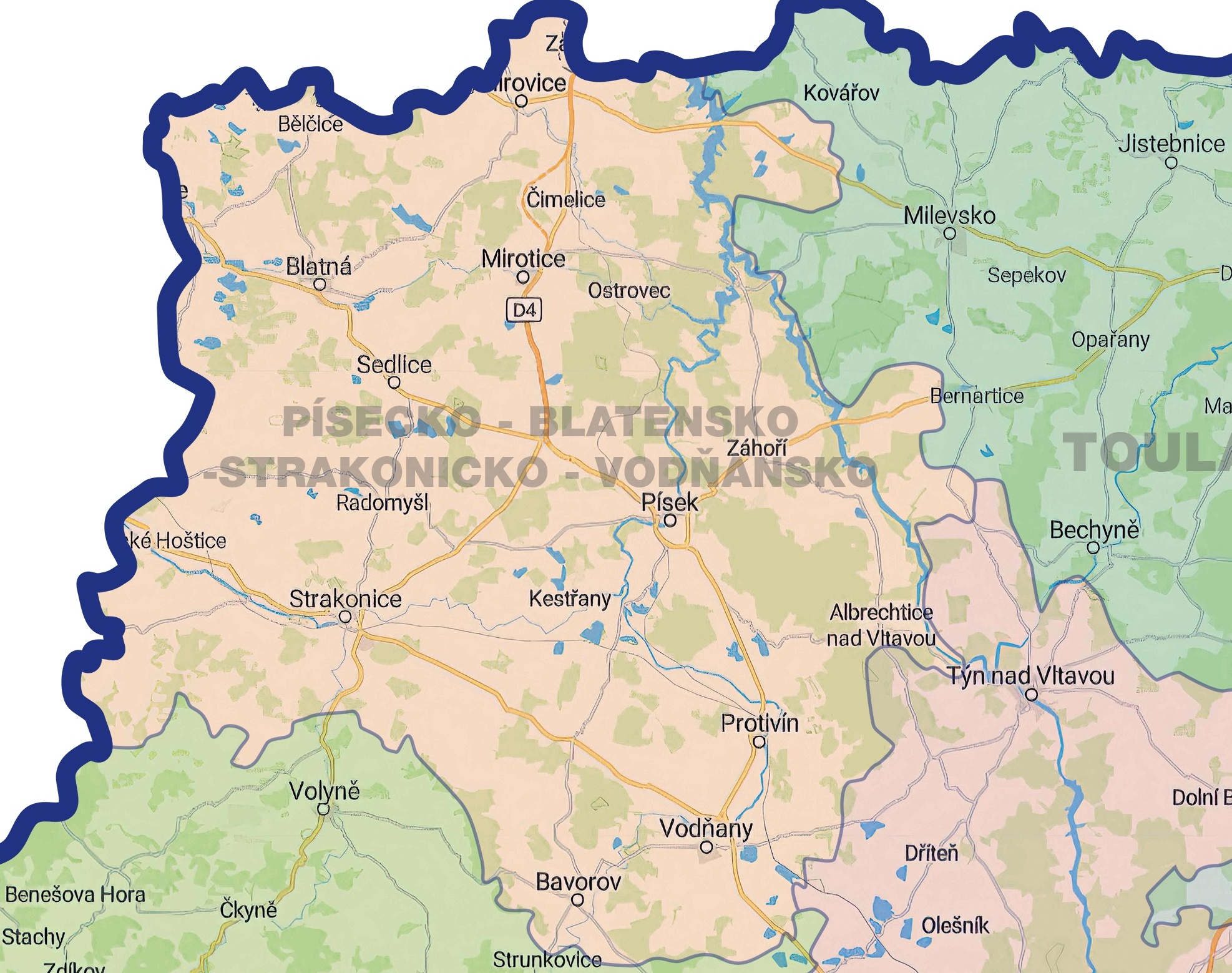 Mapa Písecko-Blatensko